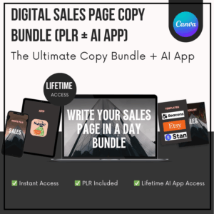 Write Your Sales Page in a Day Bundle | Digital Sales Page Copy Bundle (PLR + AI App)