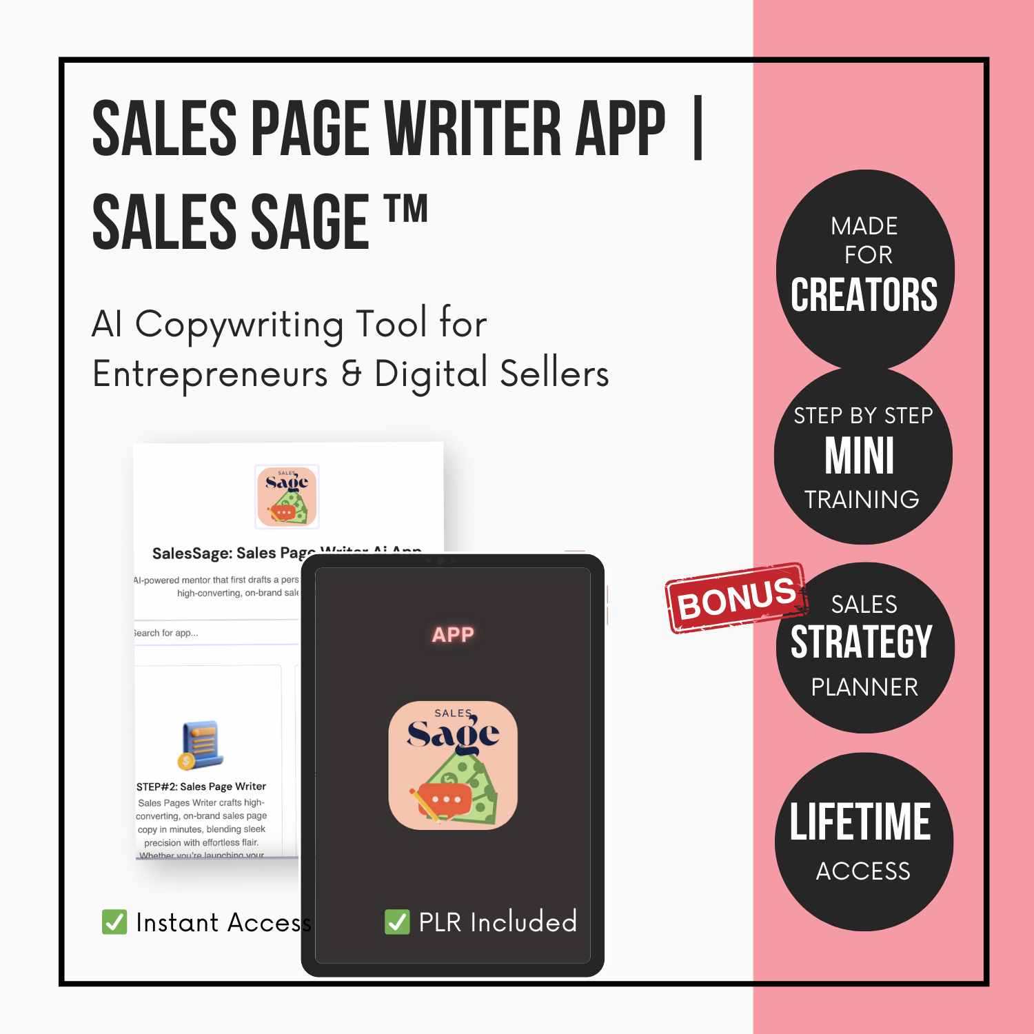 Sales Page Writer App | AI Copywriting Tool for Entrepreneurs & Digital Sellers