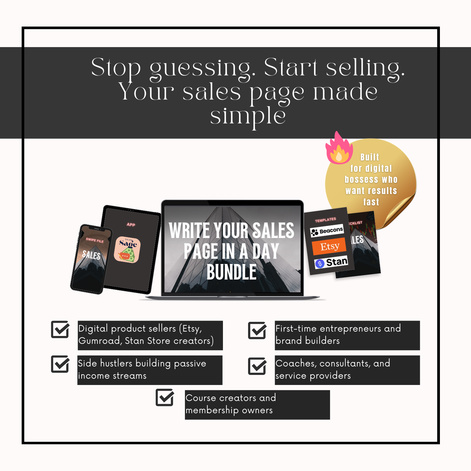 Sales Page Writer App | AI Copywriting Tool for Entrepreneurs & Digital Sellers